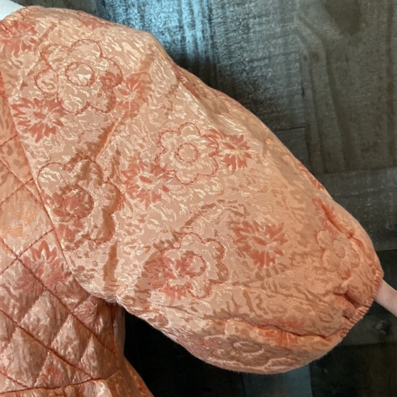 Kimchi Blue Astrid Coral Textured Floral Mini Babydoll Dress Puff Sleeves S - Picture 11 of 14